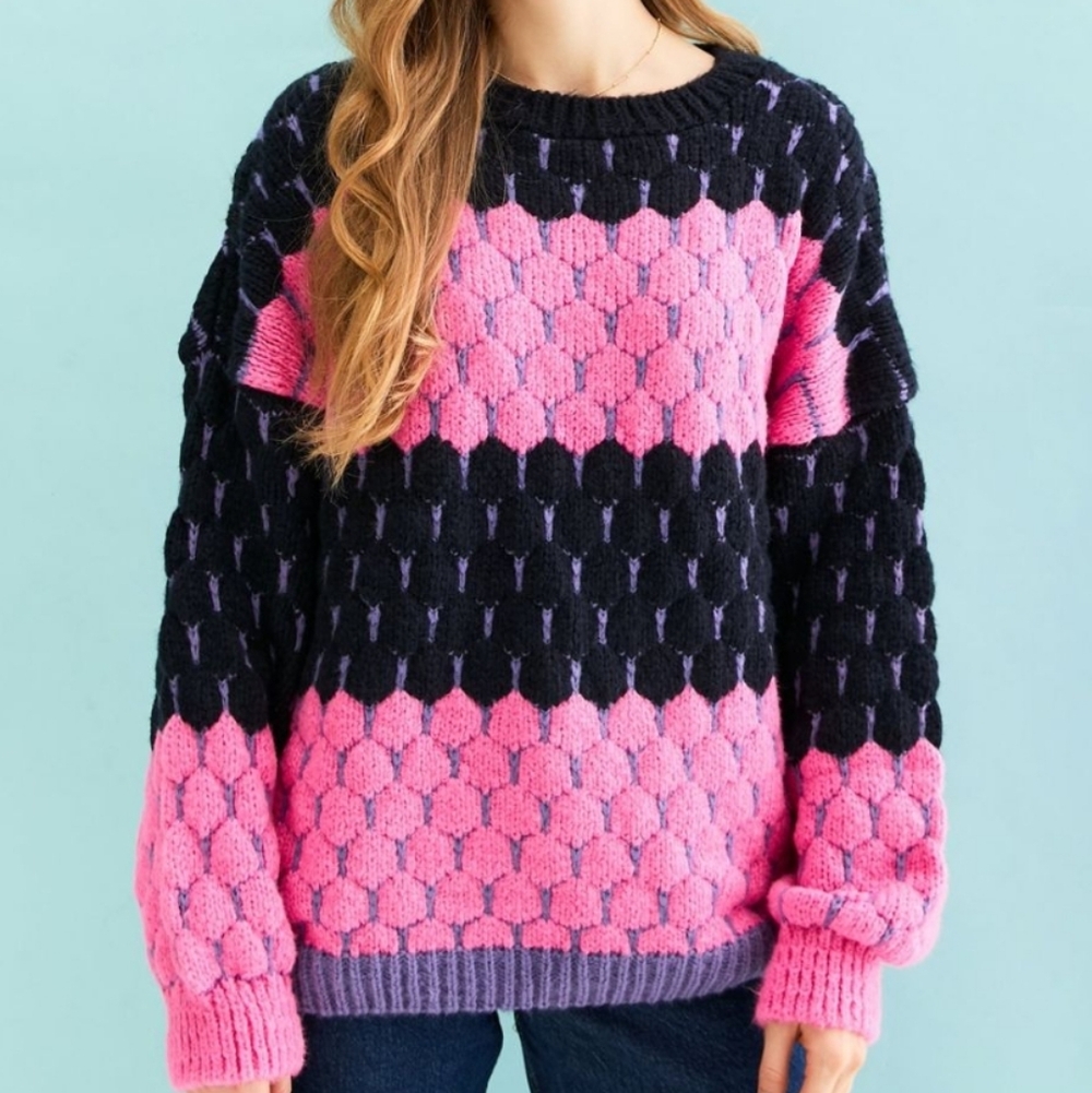 Cara & The Sky Marissa Stripe Bubble Stitch Jumper